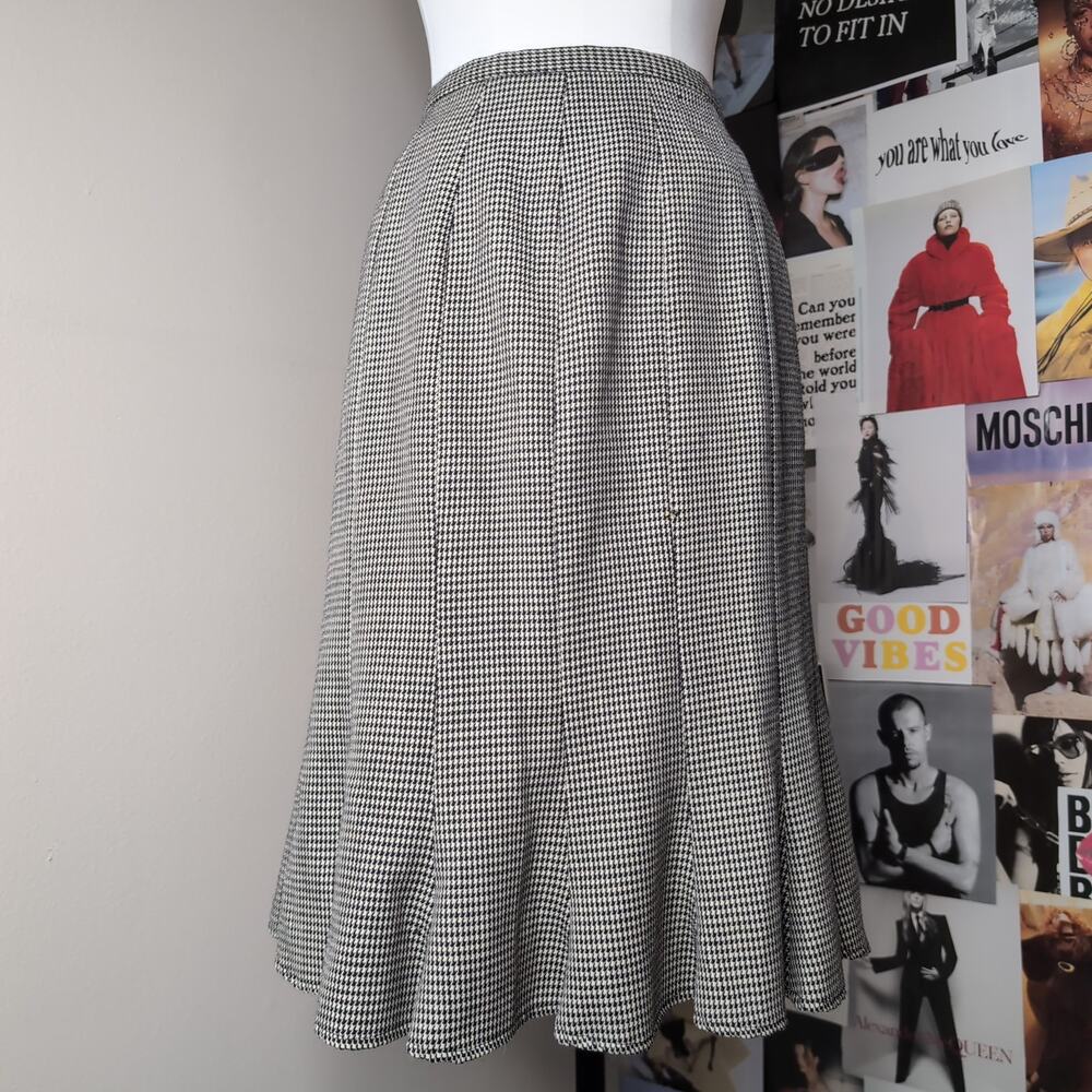 Vintage Houndstooth Pleated Skirt